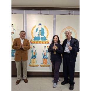 郭老師畫的“東方三聖”藥師佛，祝褔天醫精準醫療團隊業務馬年行大運，大家平安健康吉祥圓滿